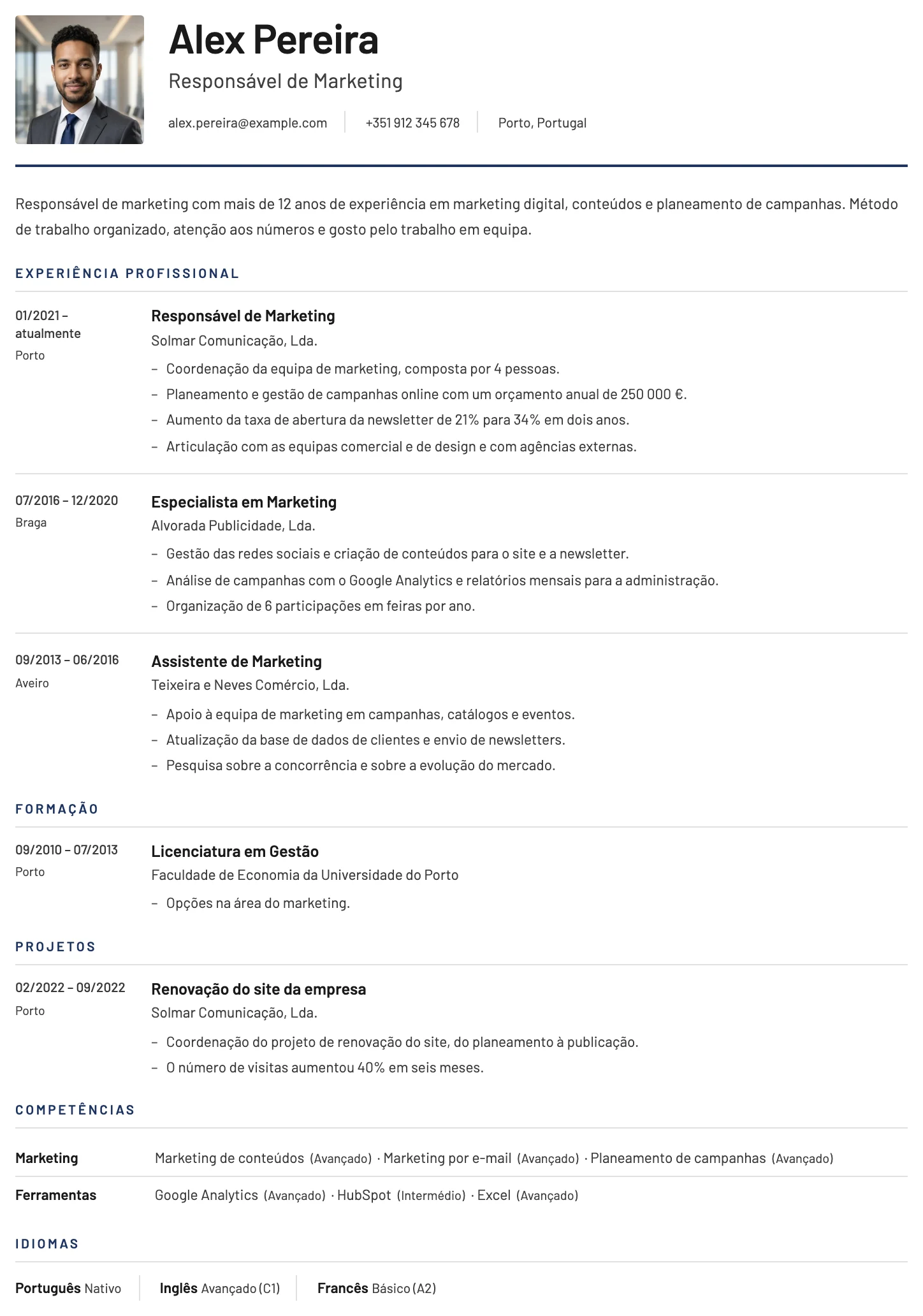 York CV template