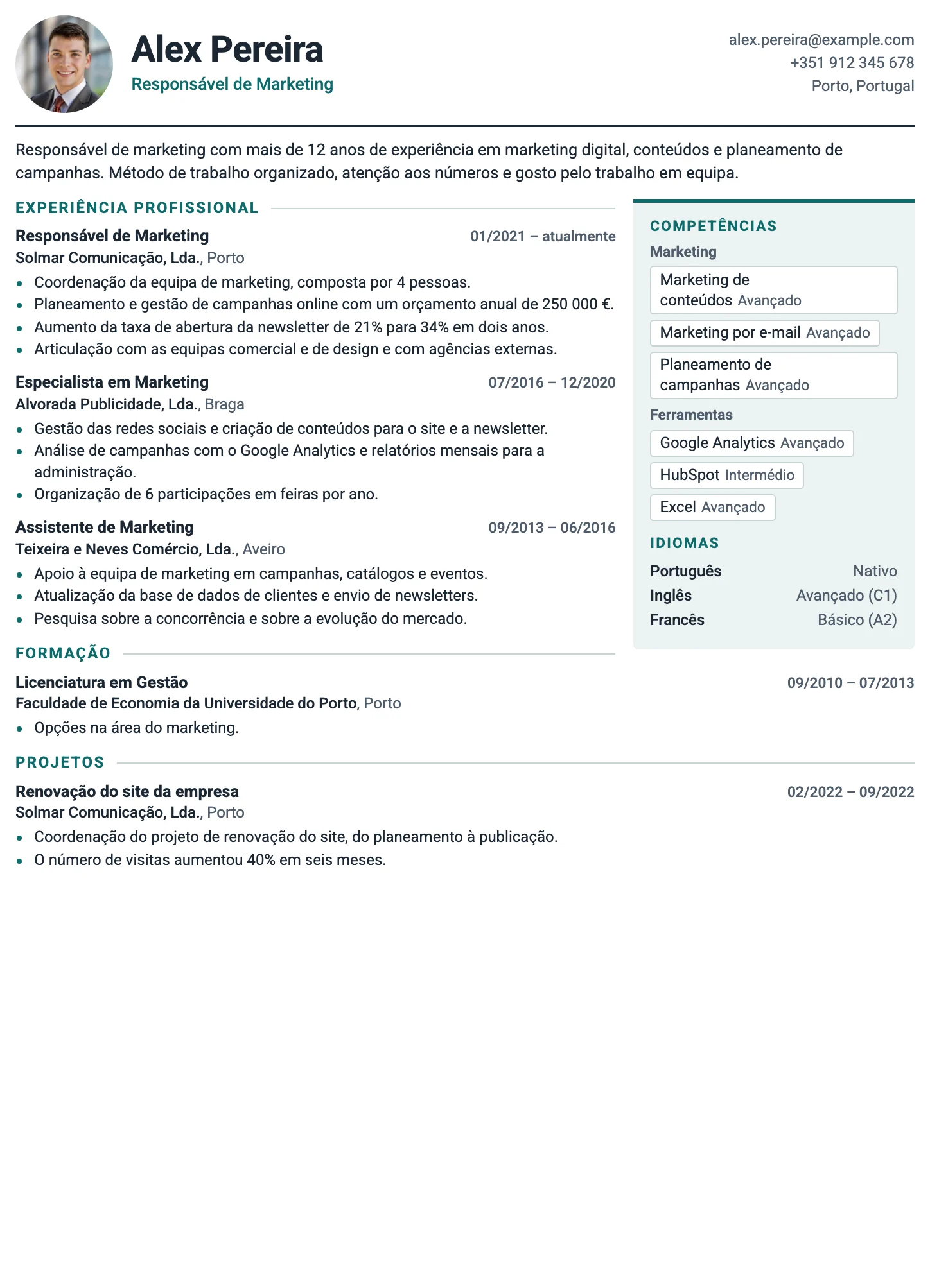 Zurique CV template