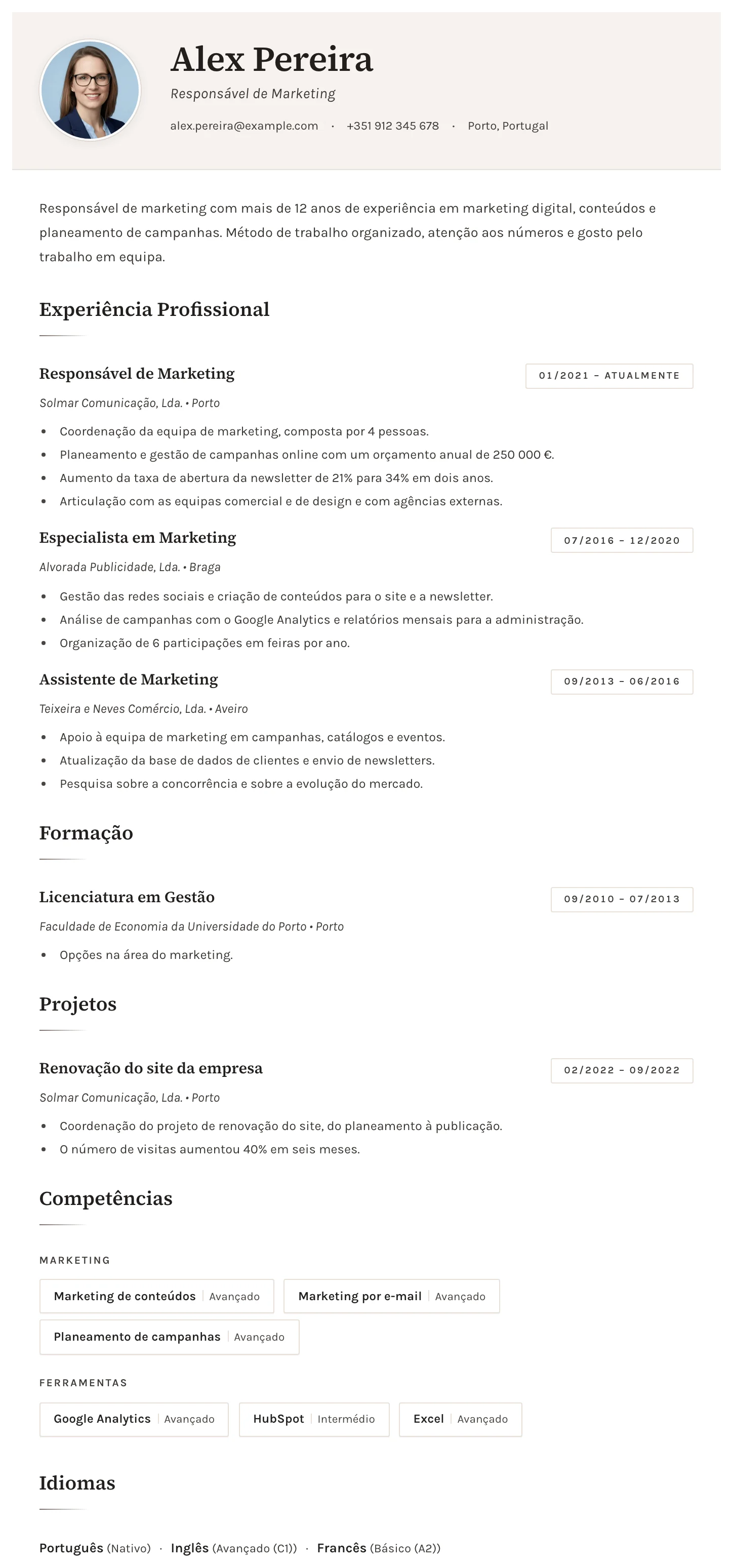Sófia CV template