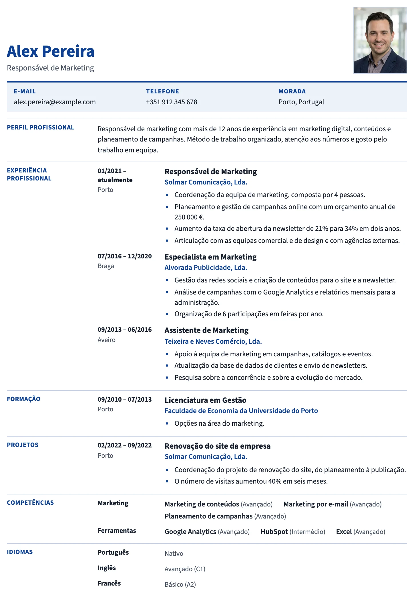 Bruxelas CV template
