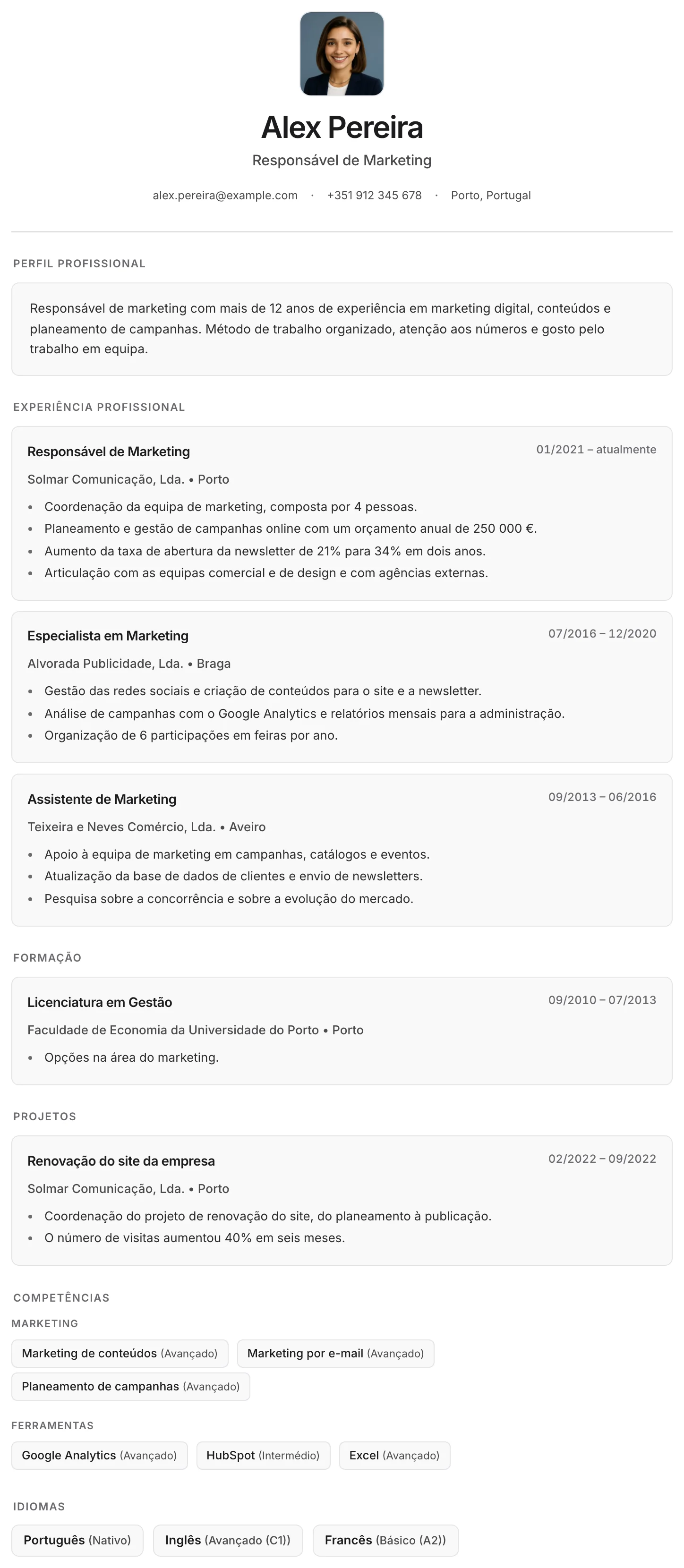 Granada CV template