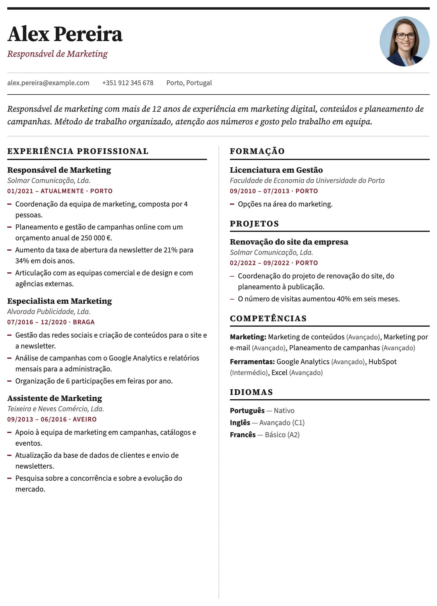 Amesterdão CV template