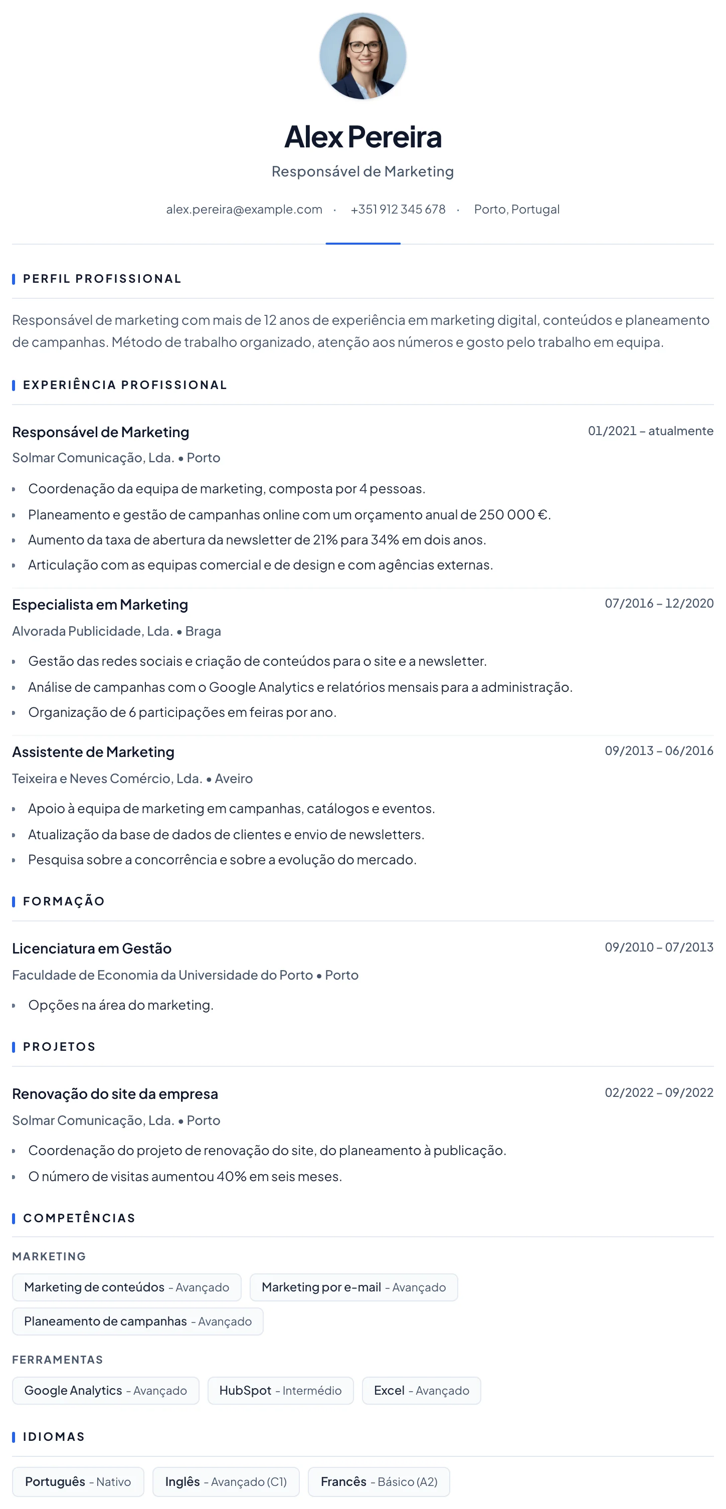 Barcelona CV template