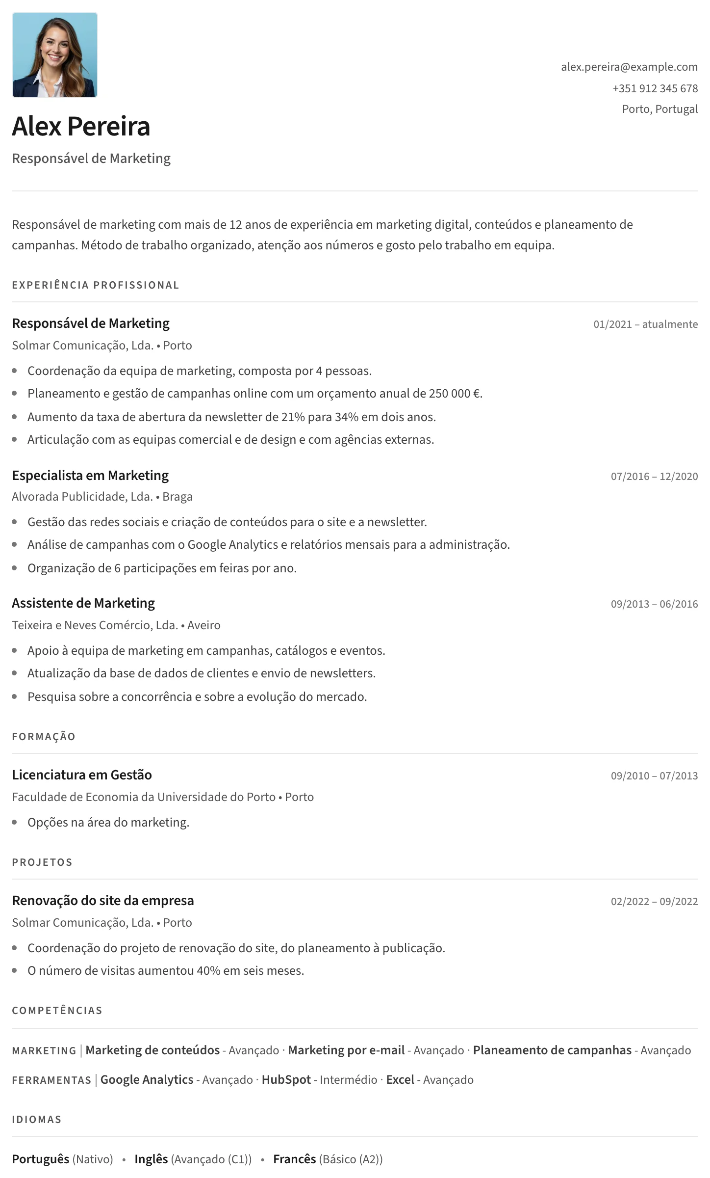 Split CV template