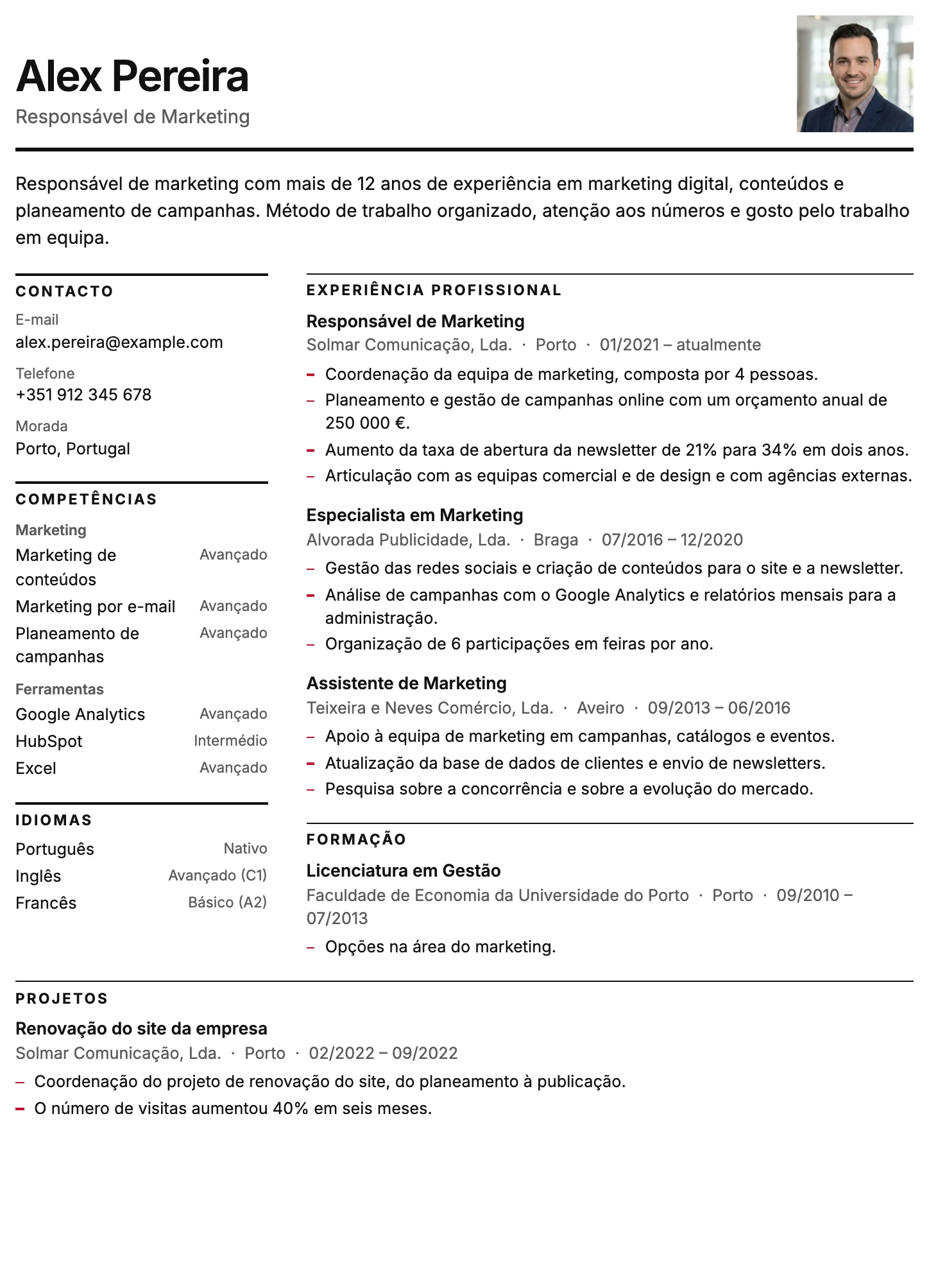 Estocolmo CV template