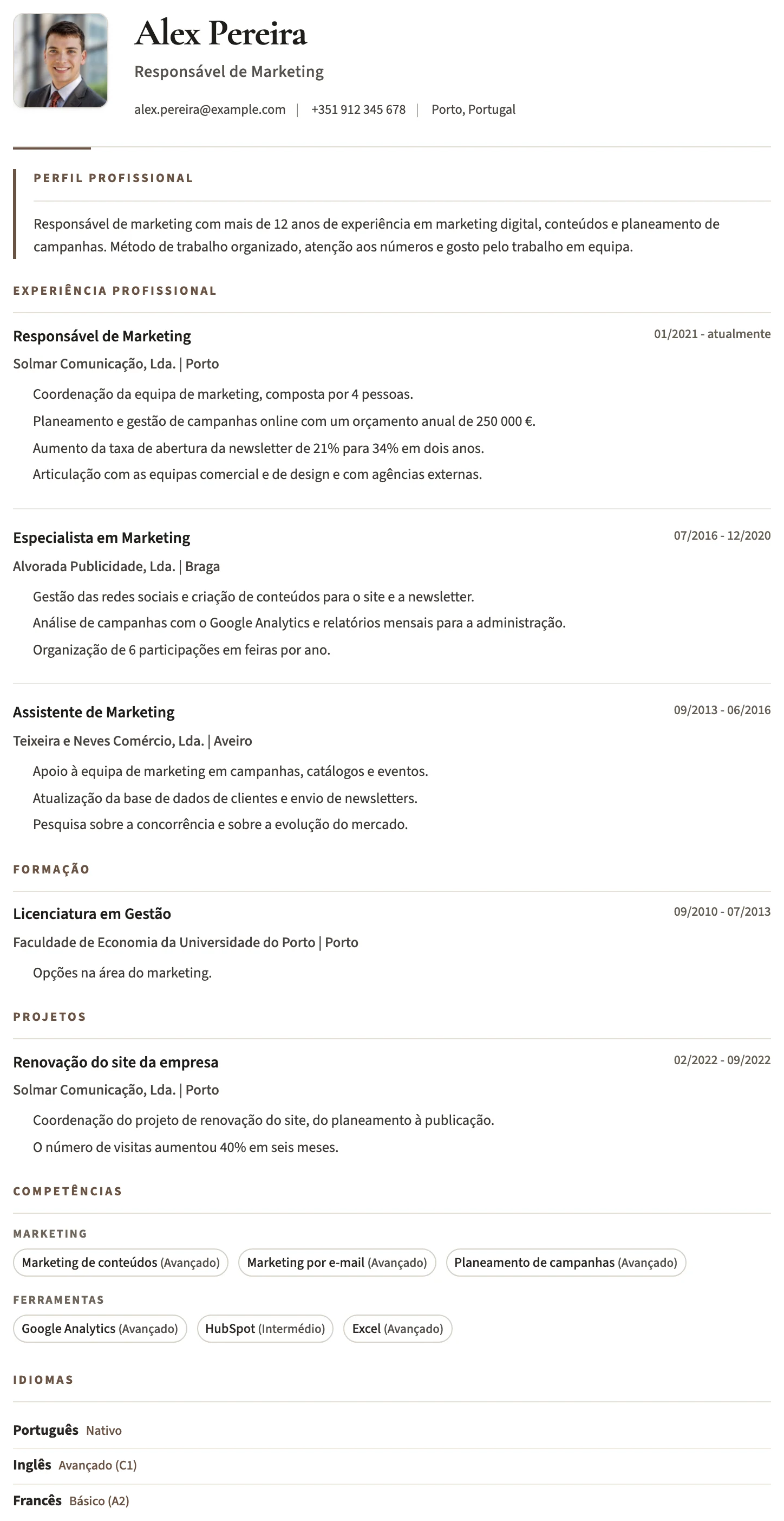 Bristol CV template