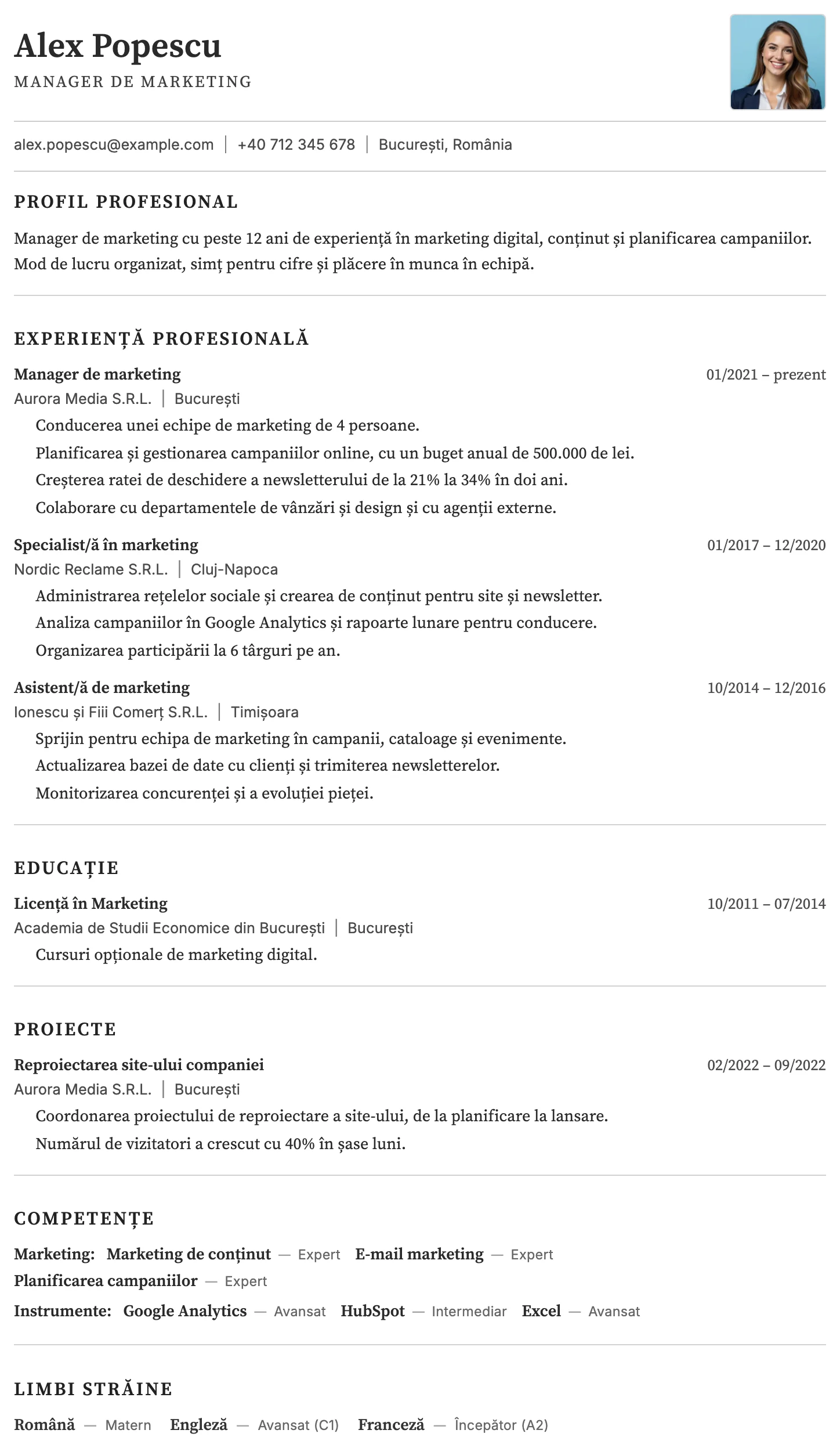 Roma CV template