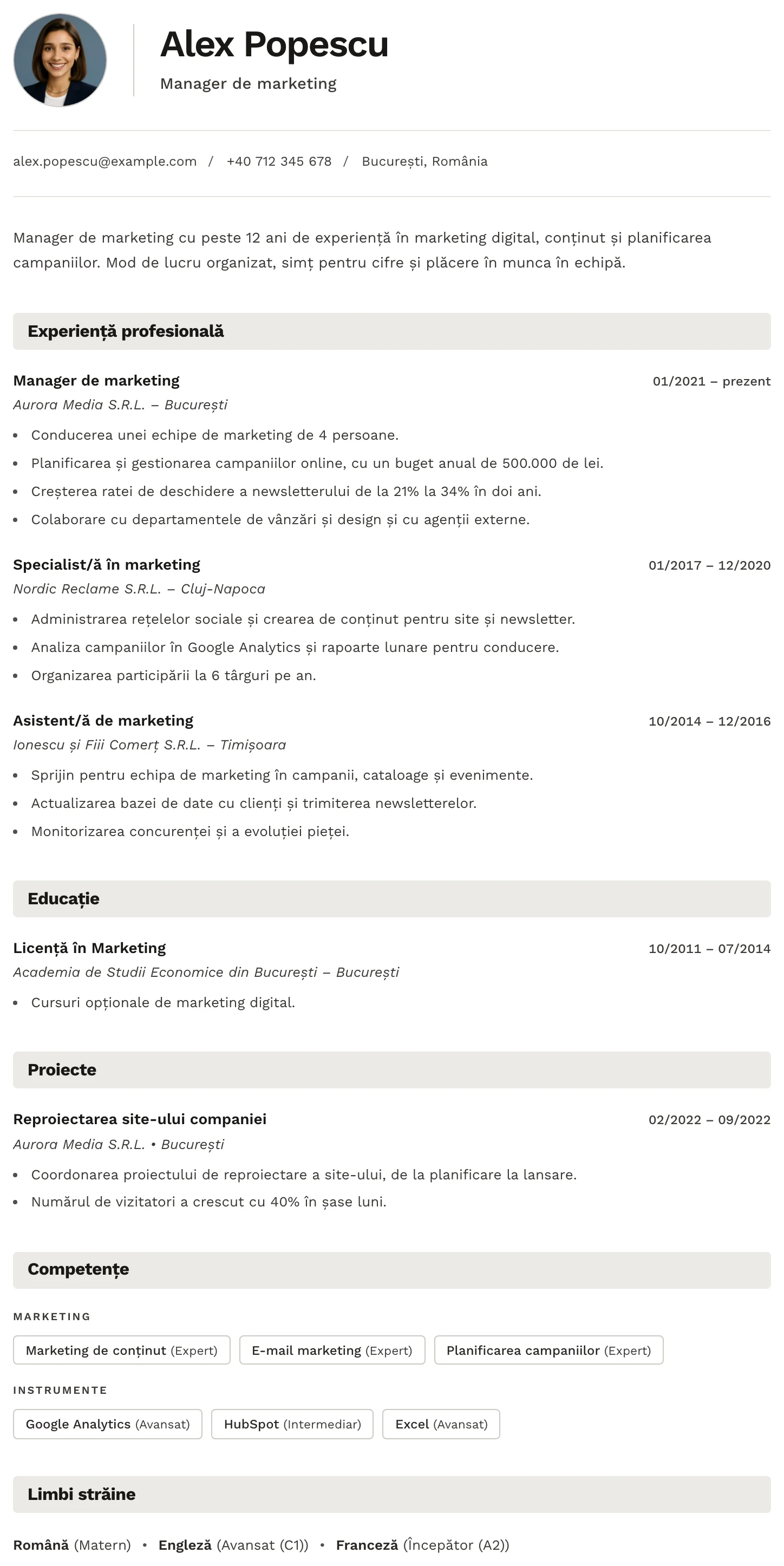 Berna CV template