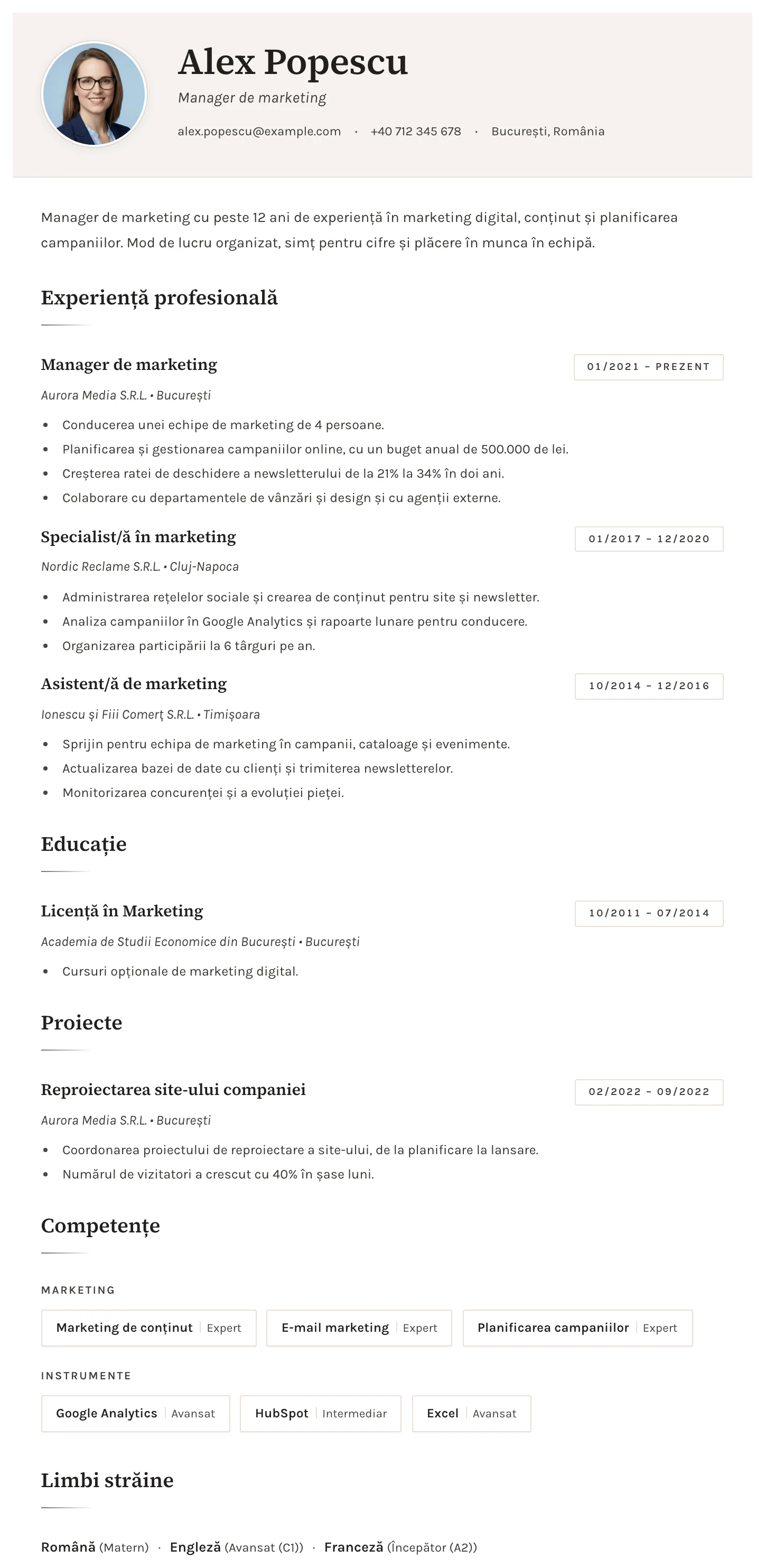 Sofia CV template