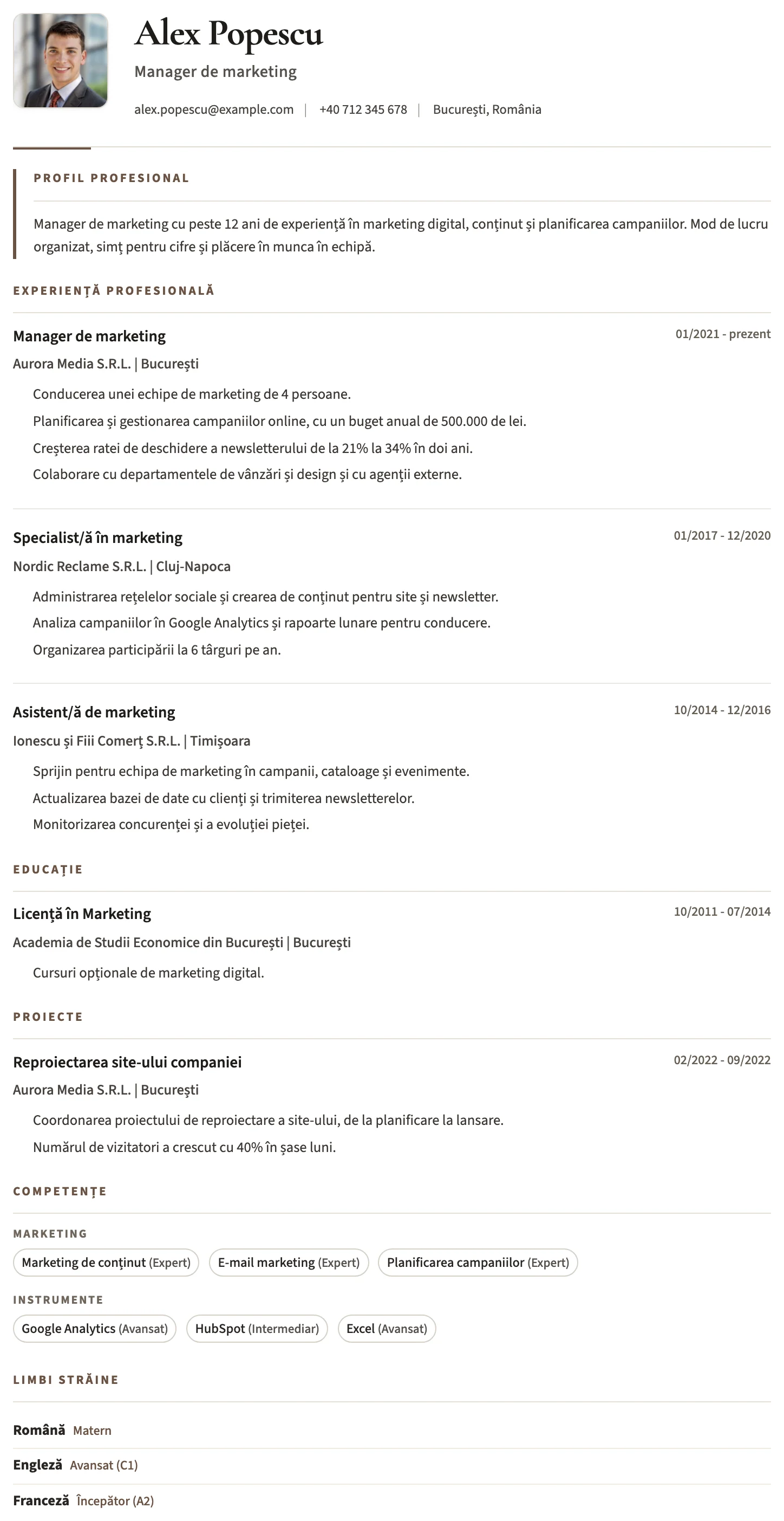 Bristol CV template