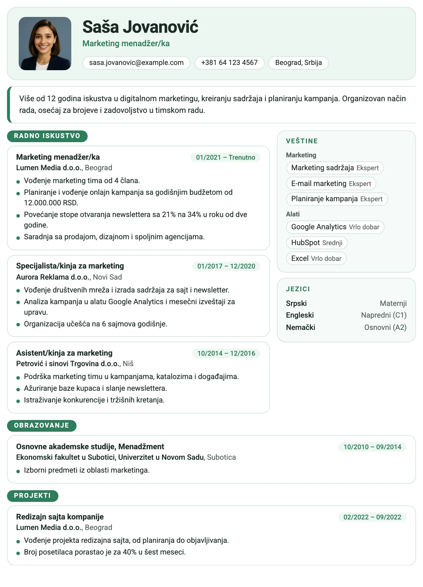 Kopenhagen CV template
