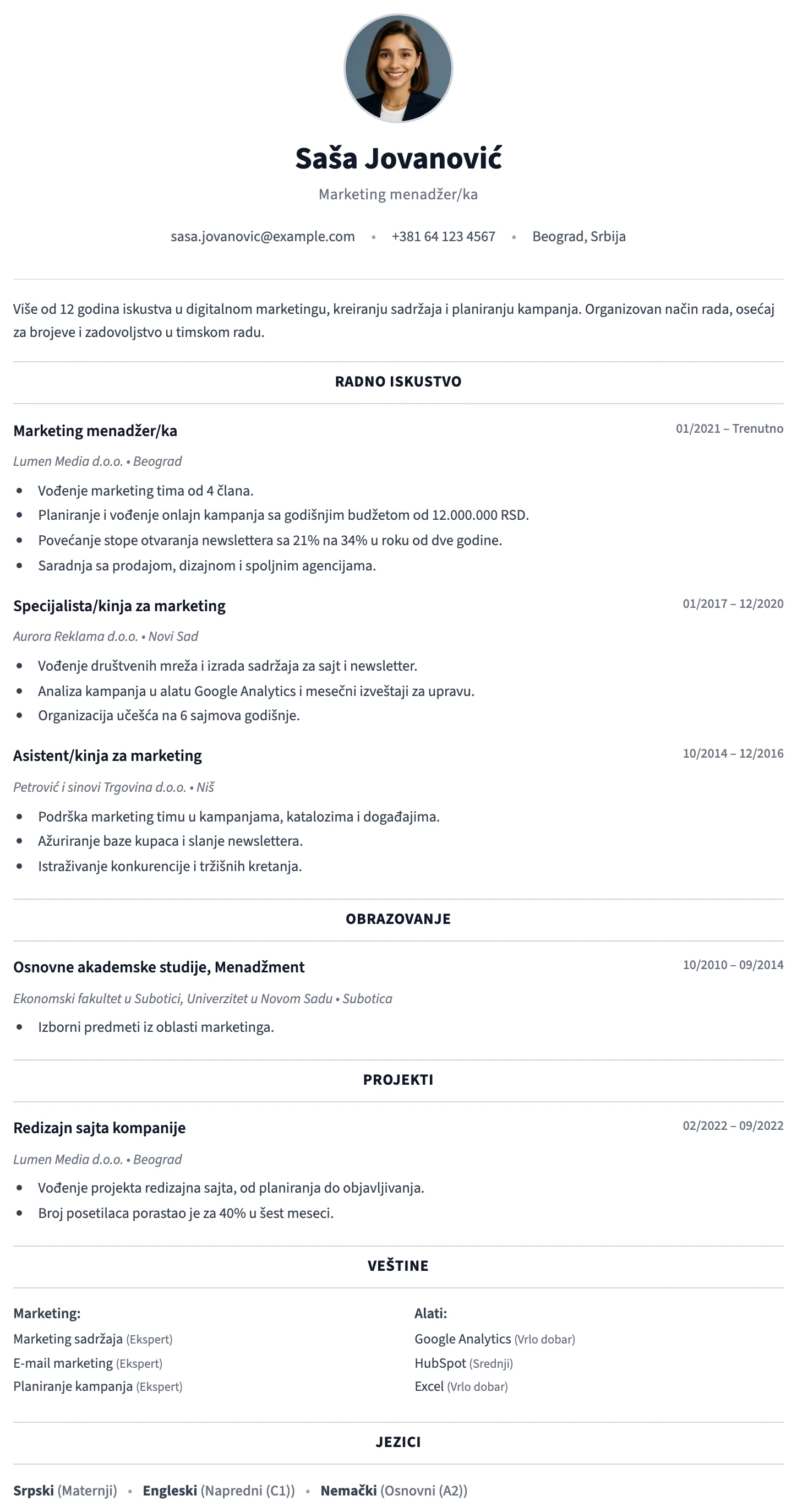Verona CV template