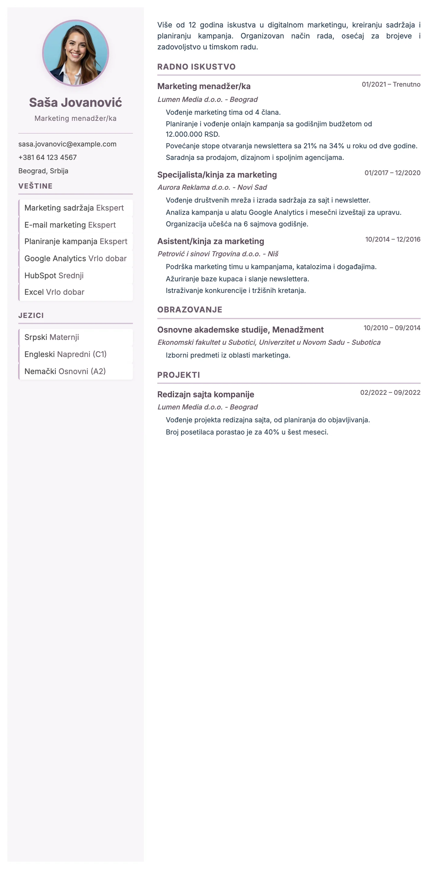 Parma CV template