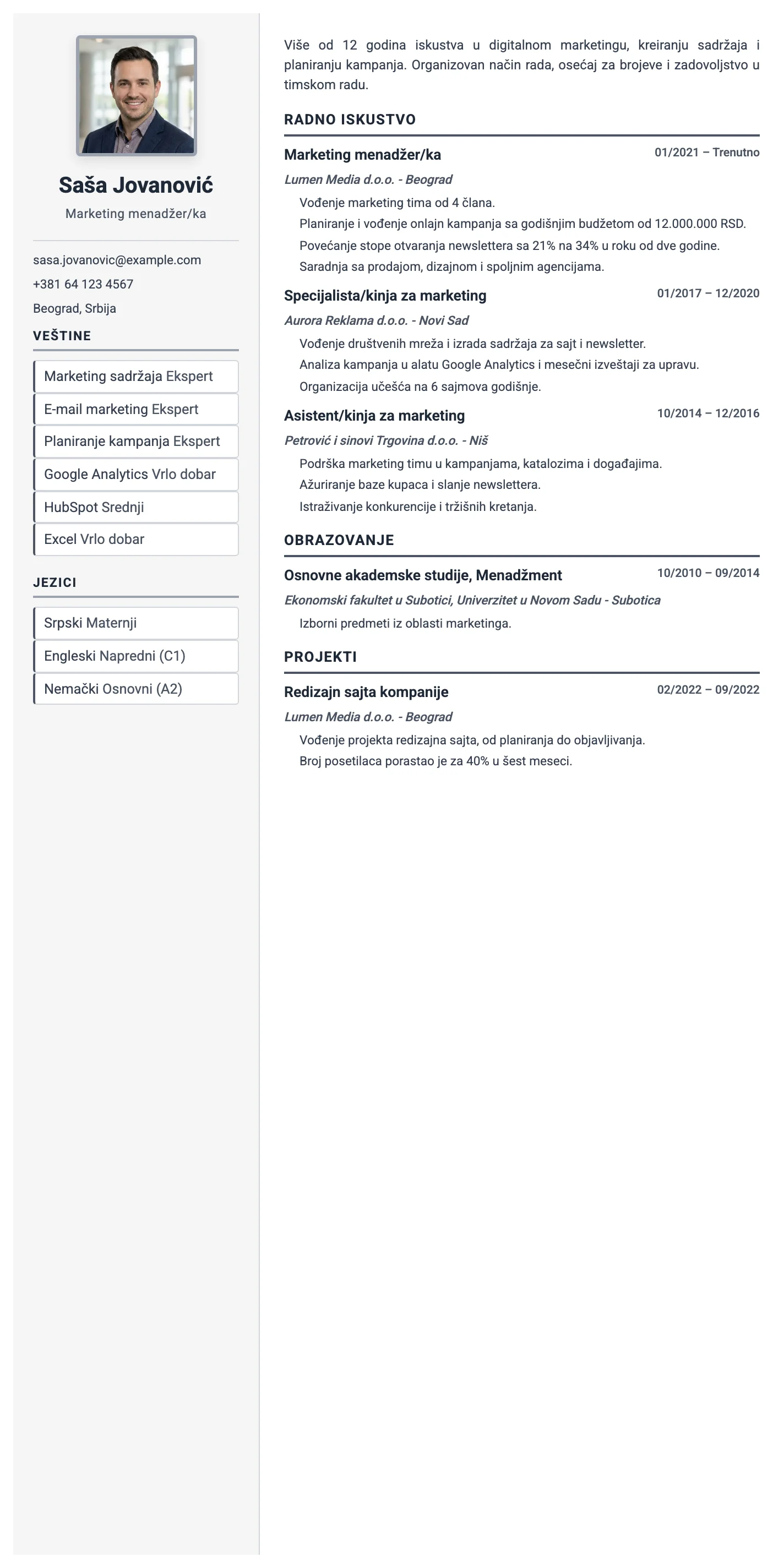 Monako CV template