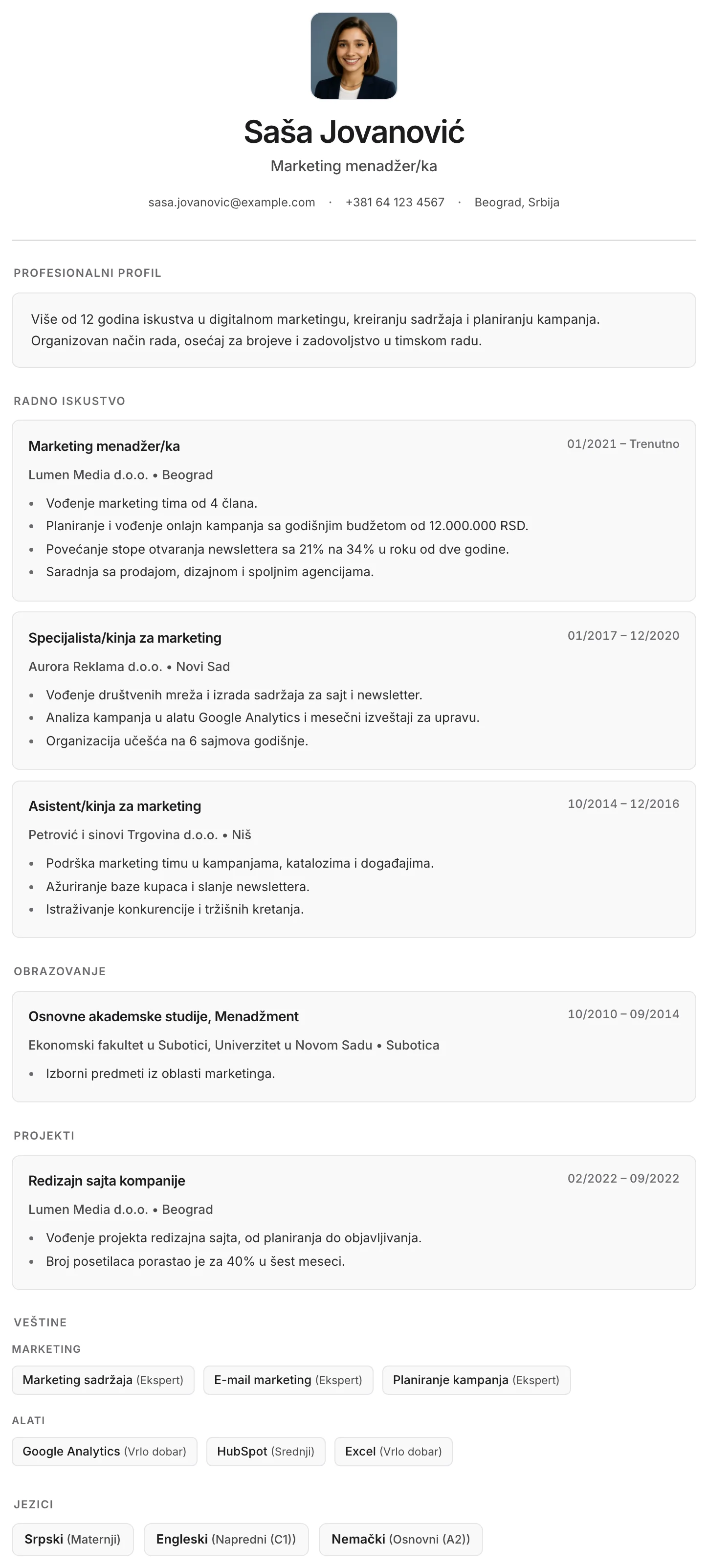 Granada CV template