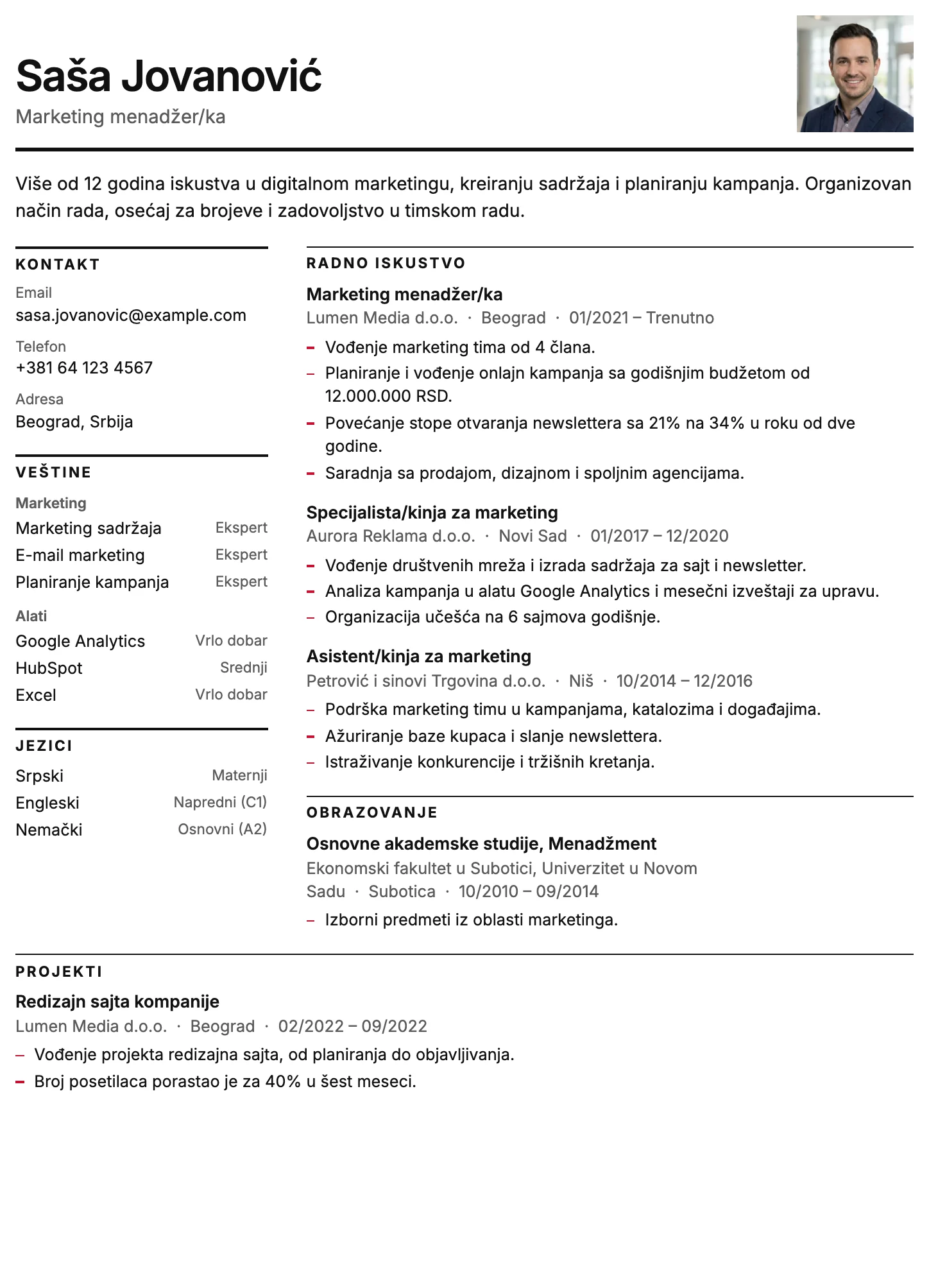 Stokholm CV template