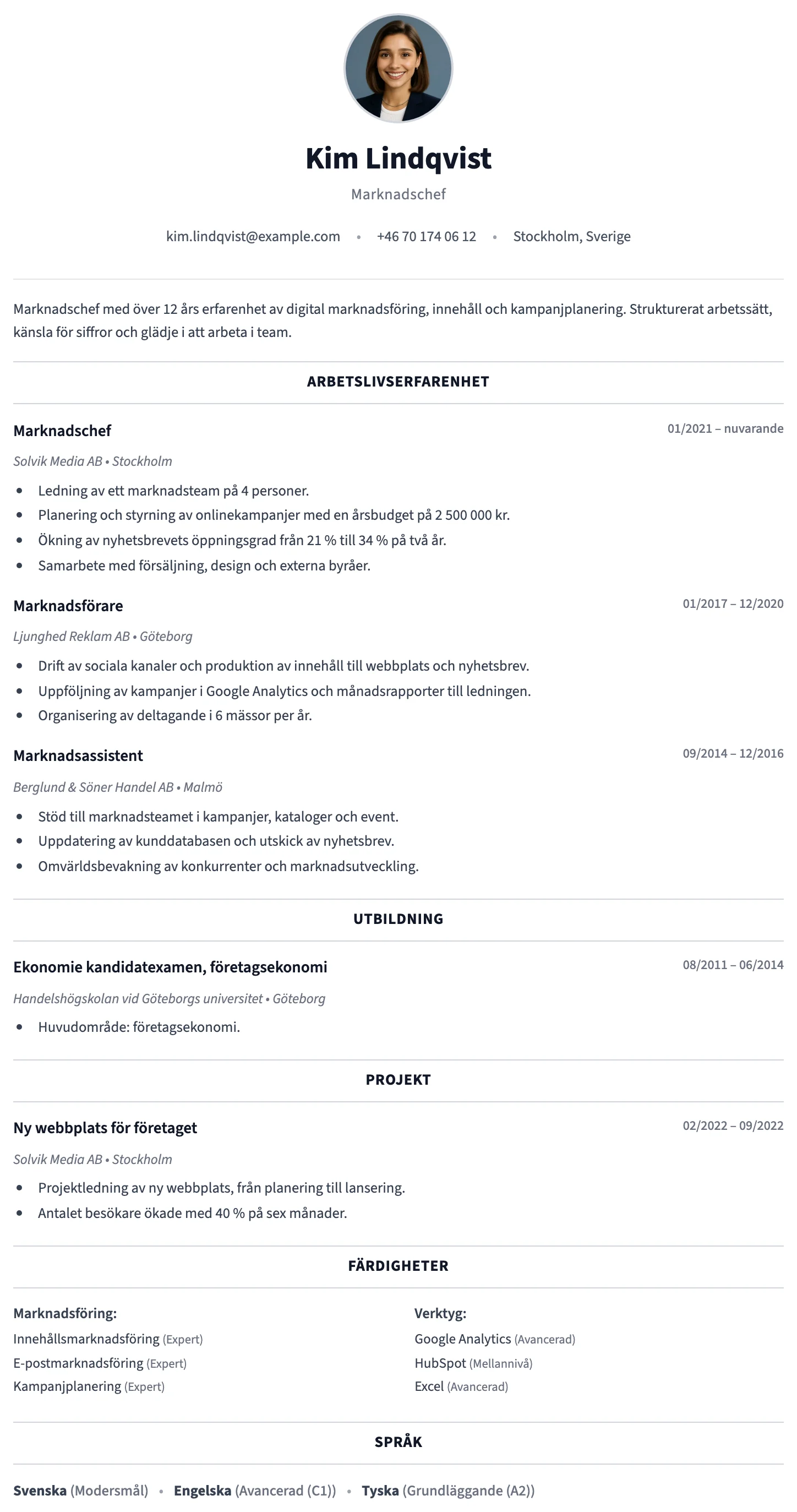 Verona CV template