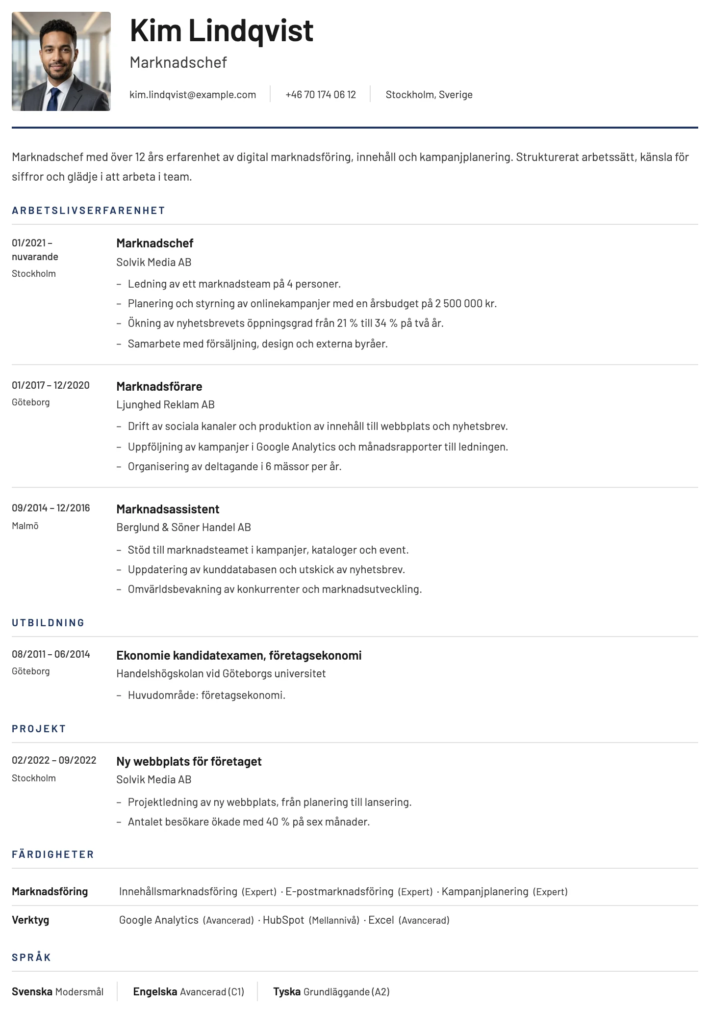 York CV template