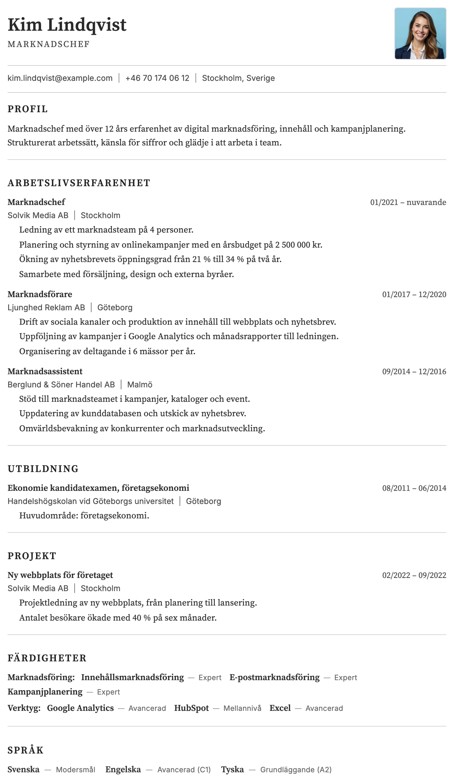 Rom CV template