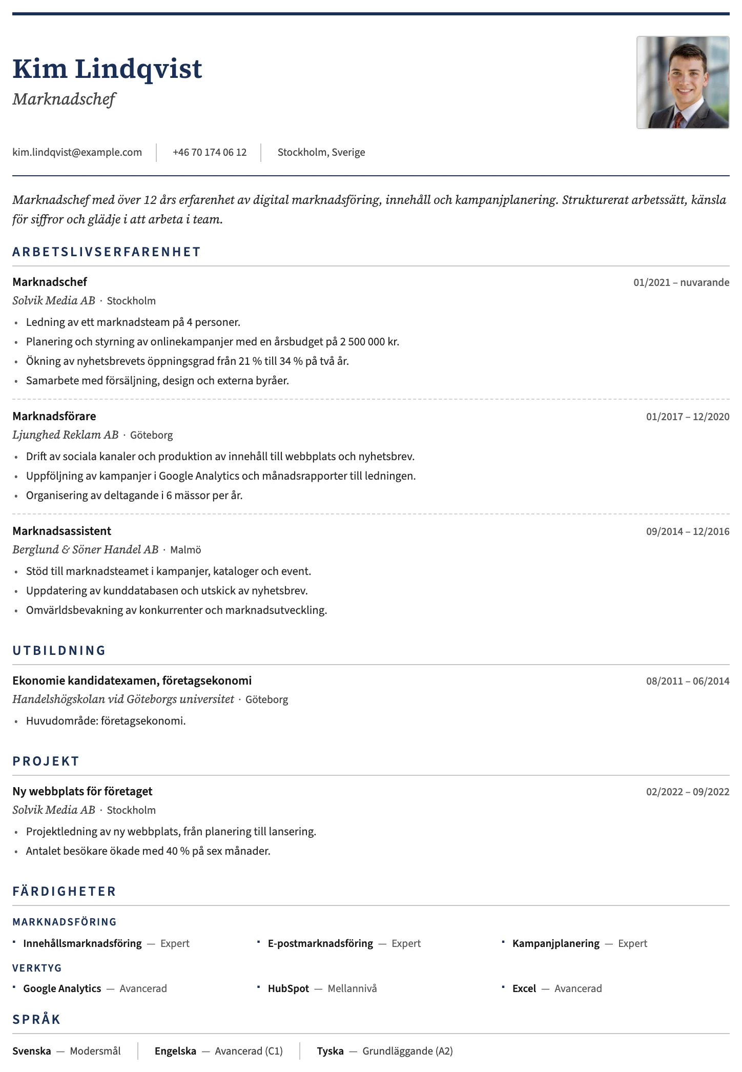 Genève CV template