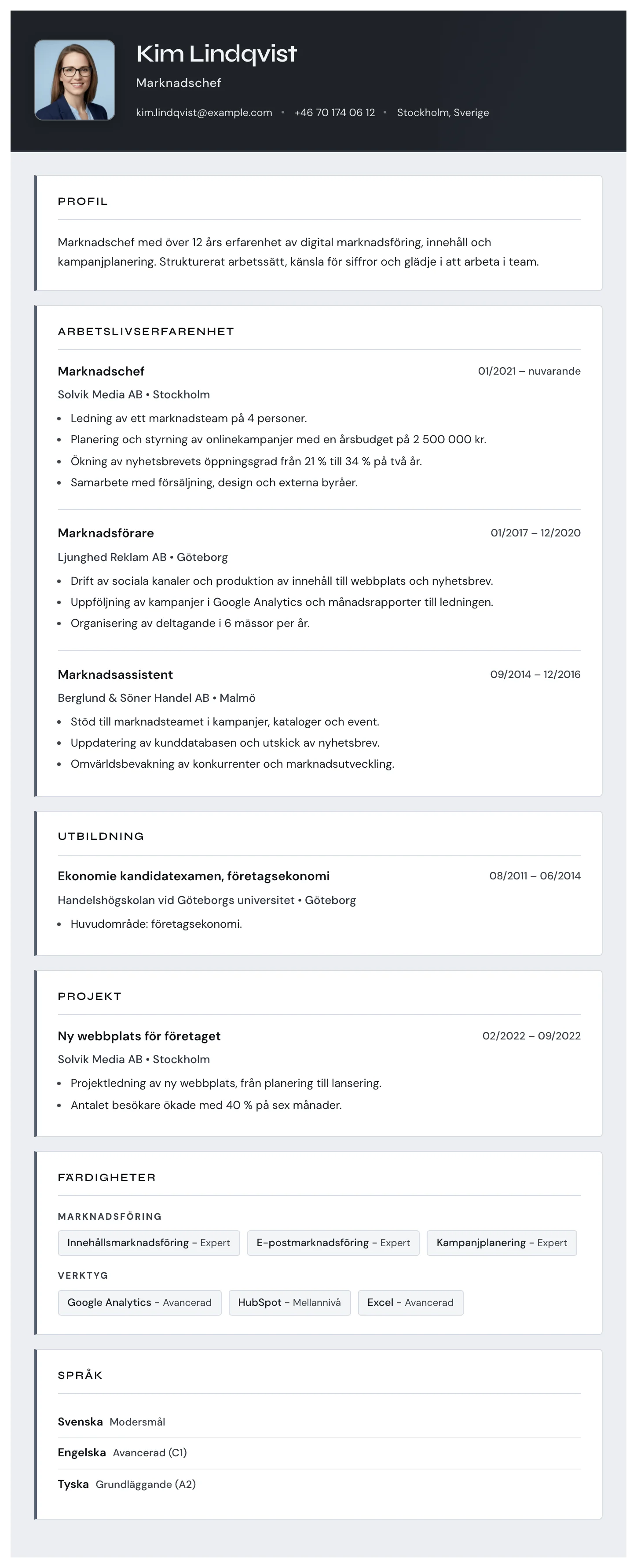 Turin CV template
