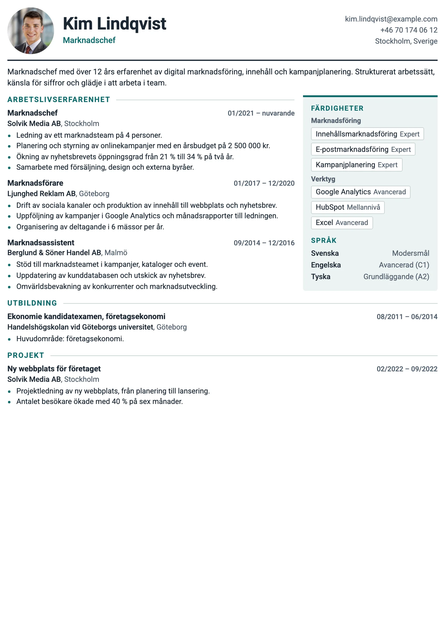 Zürich CV template