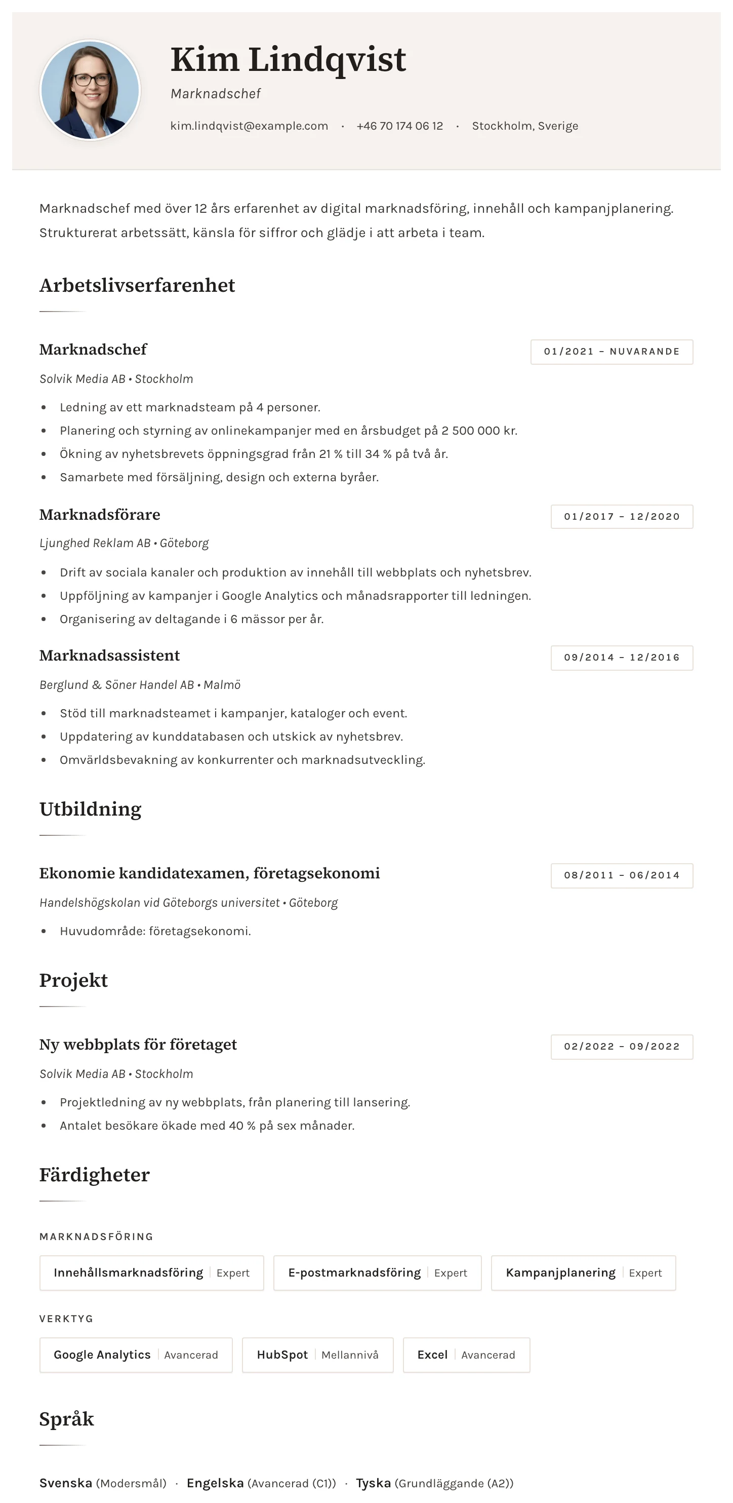 Sofia CV template