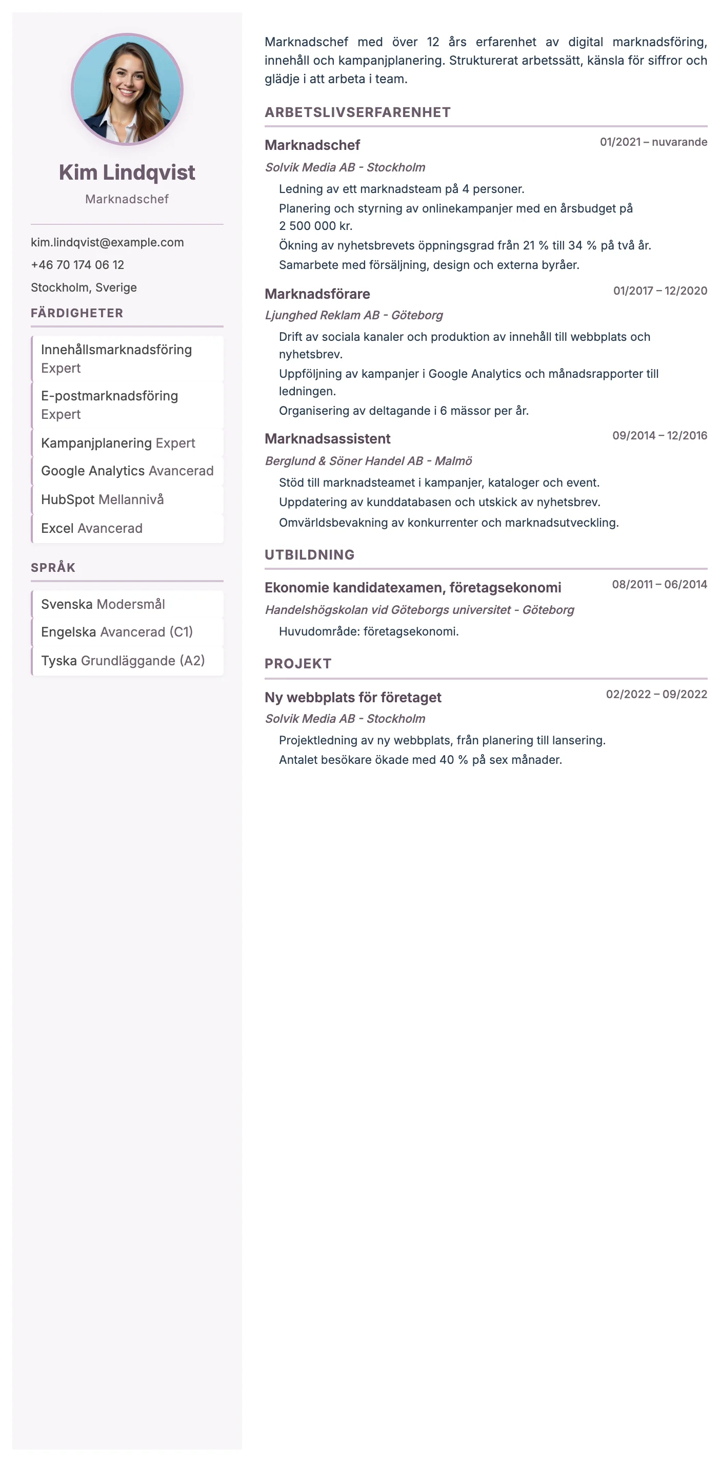 Parma CV template