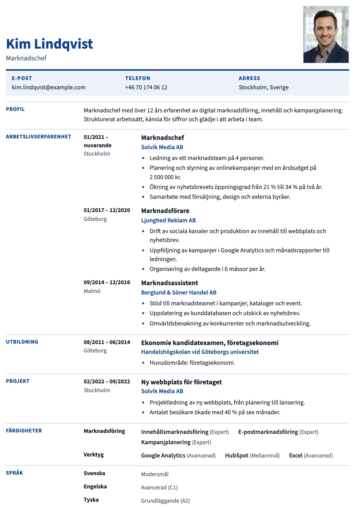 Bryssel CV template