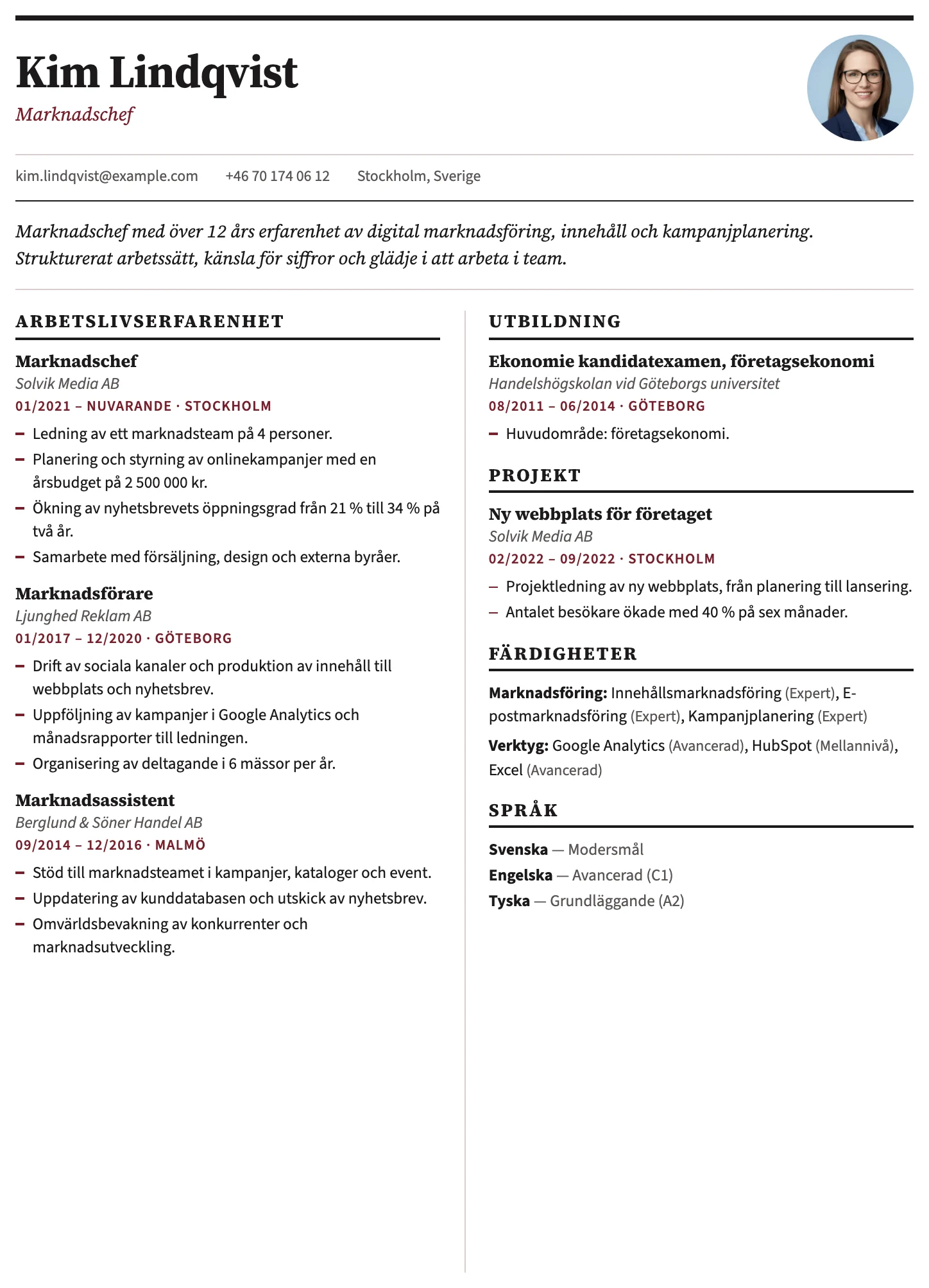 Amsterdam CV template