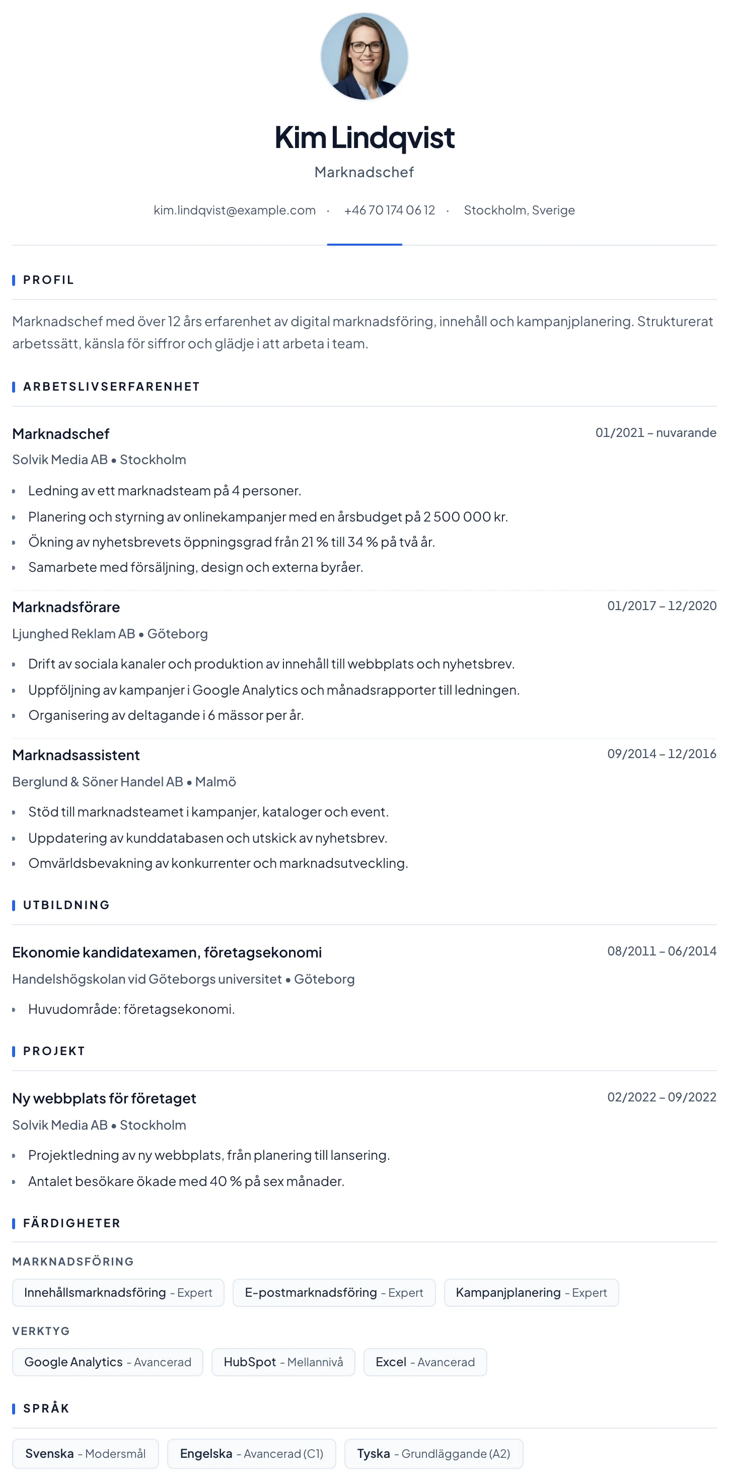 Barcelona CV template
