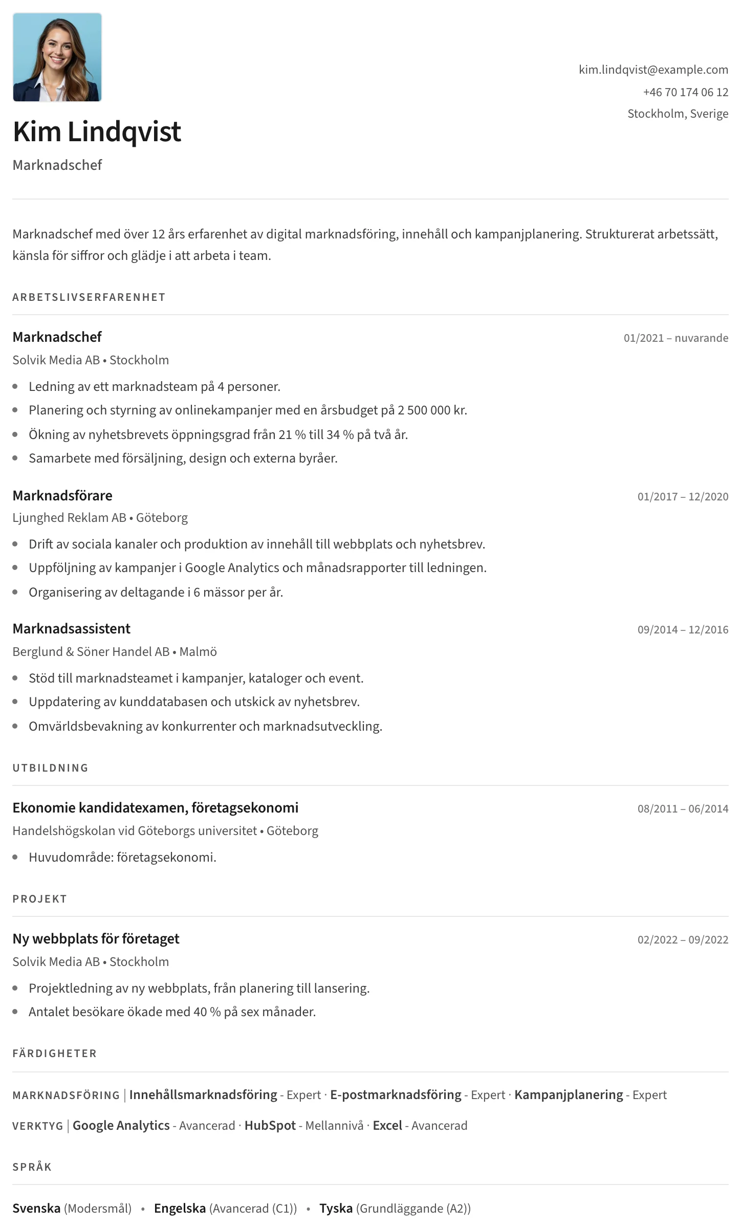 Split CV template