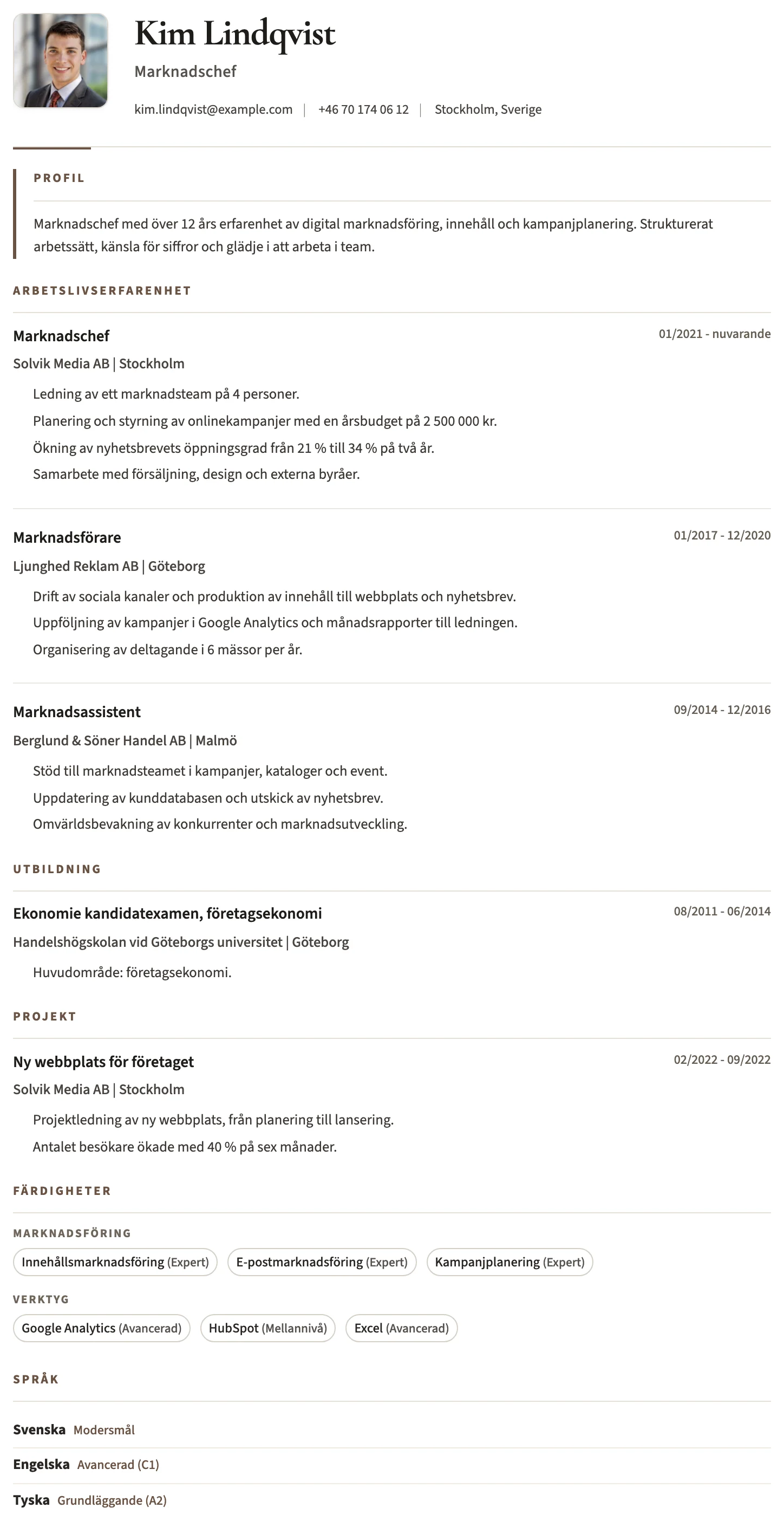 Bristol CV template