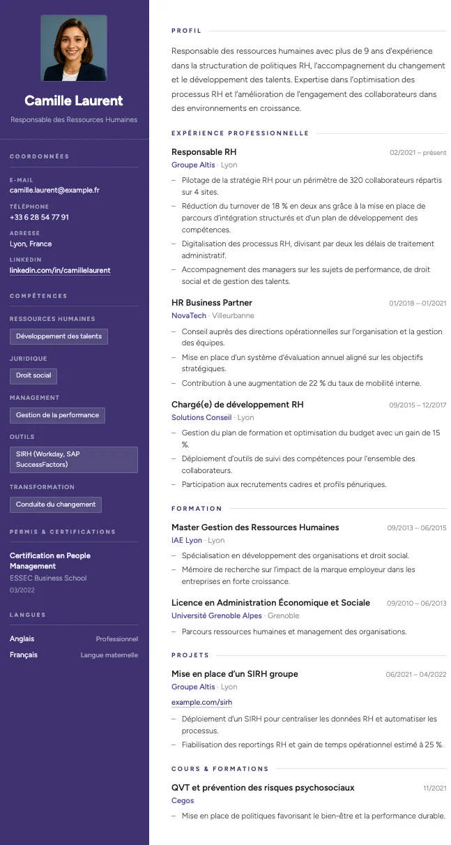 Créatif CV template