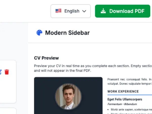 Changing CV document language