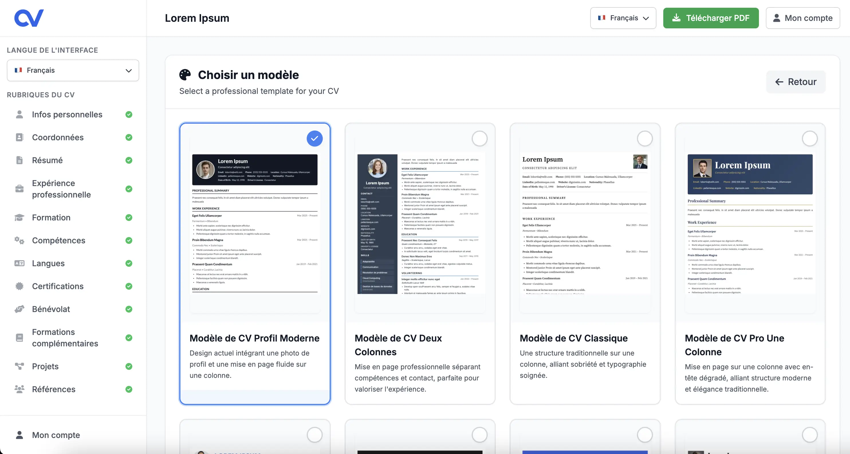 Sélection de modèles CV