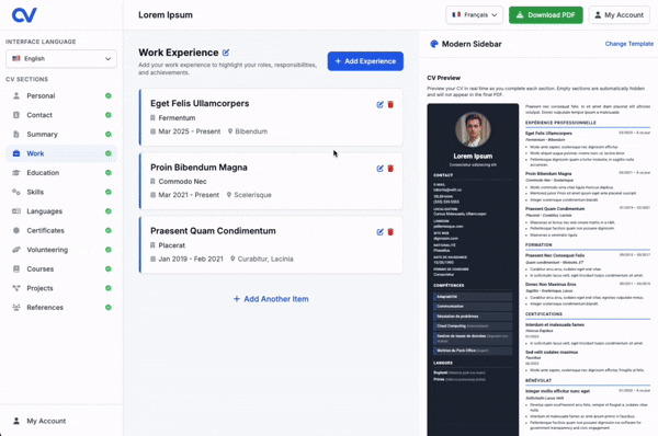 Changing website interface language